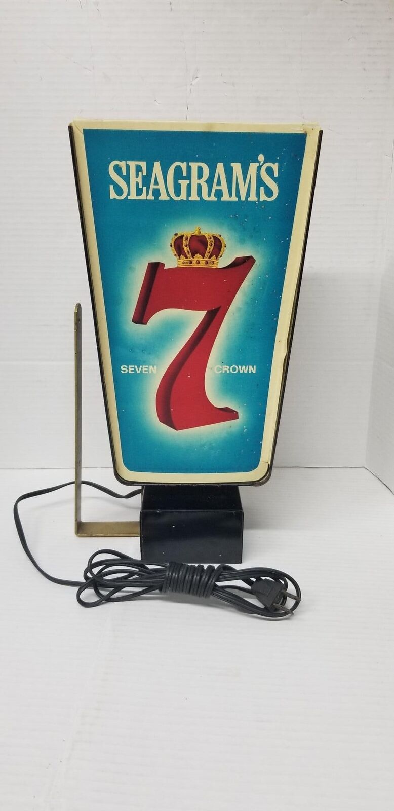 VTG 70s Seagram\'s 7 Whiskey Lighted Motion Rotating Sign With Black African C5