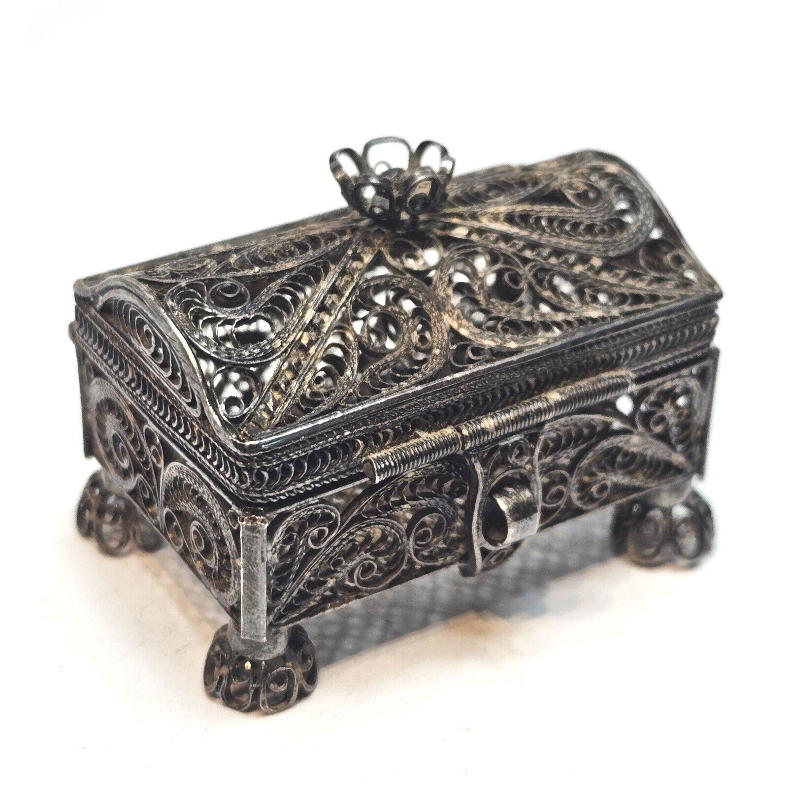 1885 Antique Moscow, Russian Russian Filigree Silver 88 Spice Box Marked Stamped