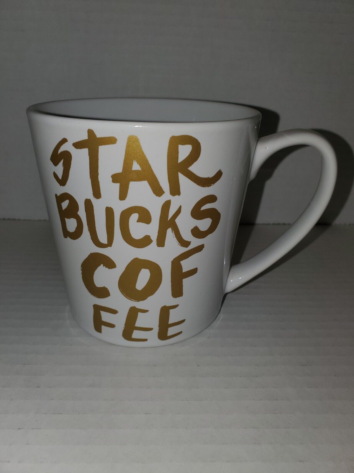 Starbucks 2015 White and Gold Graffiti Coffee Mug Cup 14.2 Oz