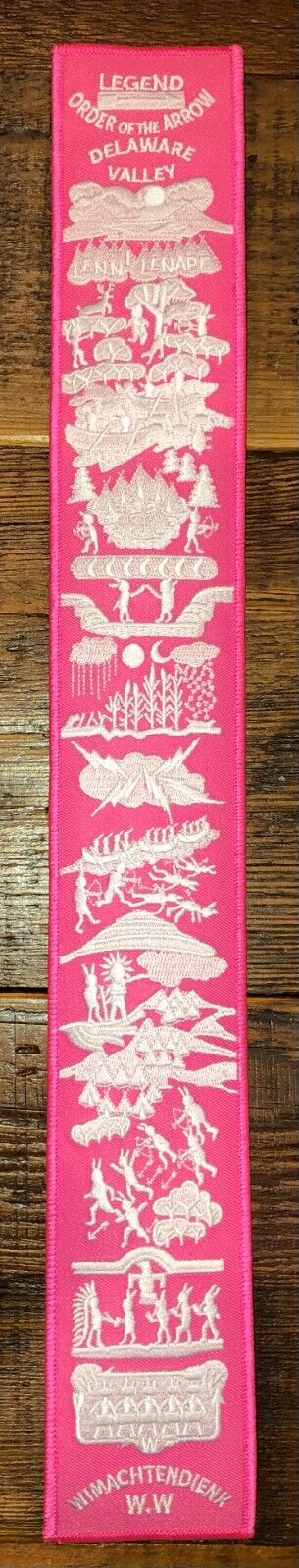 Boy Scout BSA OA Lodge Order of the Arrow Legend Sash Patch White//Pink