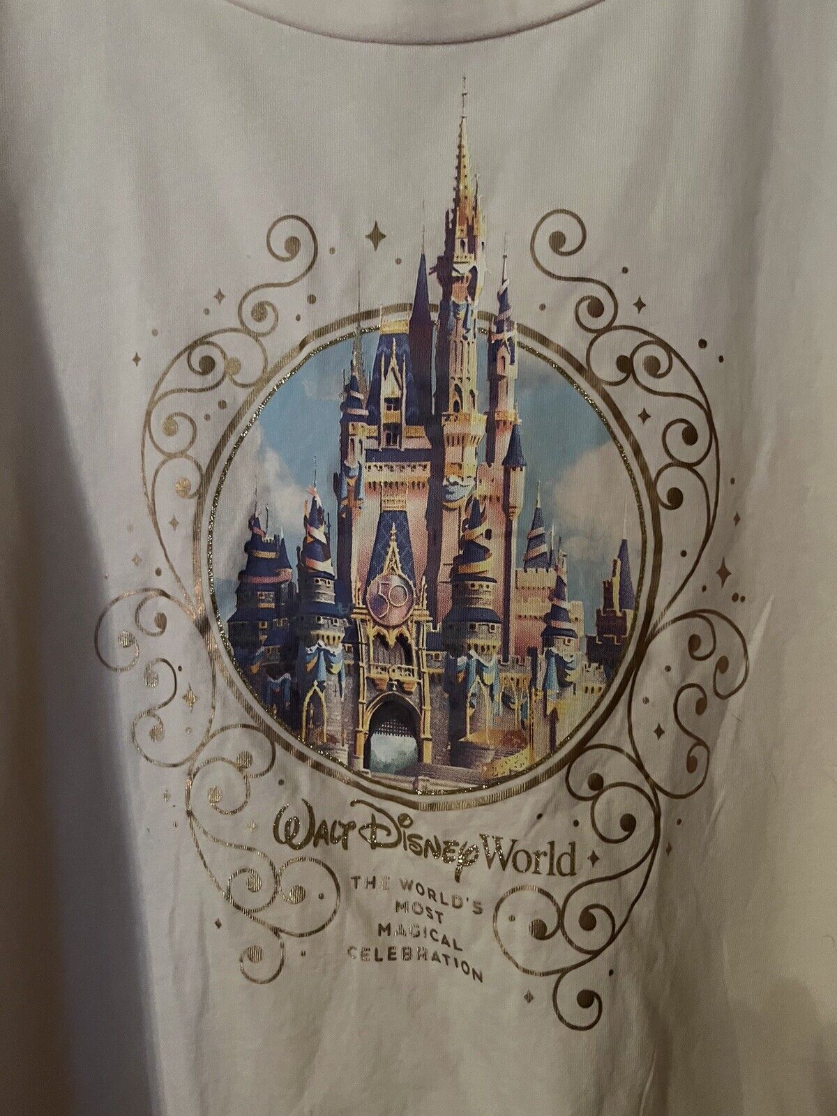 Walt Disney World Womens T-shirt XL 50th Anniversary Castle Crop Top