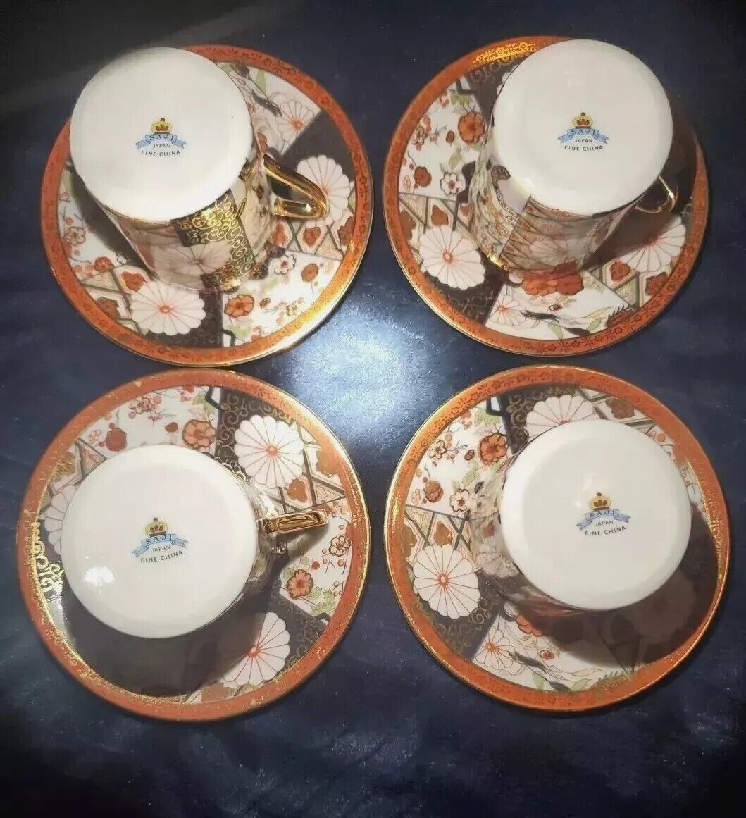 🔥8Pcs Saji Fine China Teacup And Saucer, Excellent 👍ShipFast  Vtg