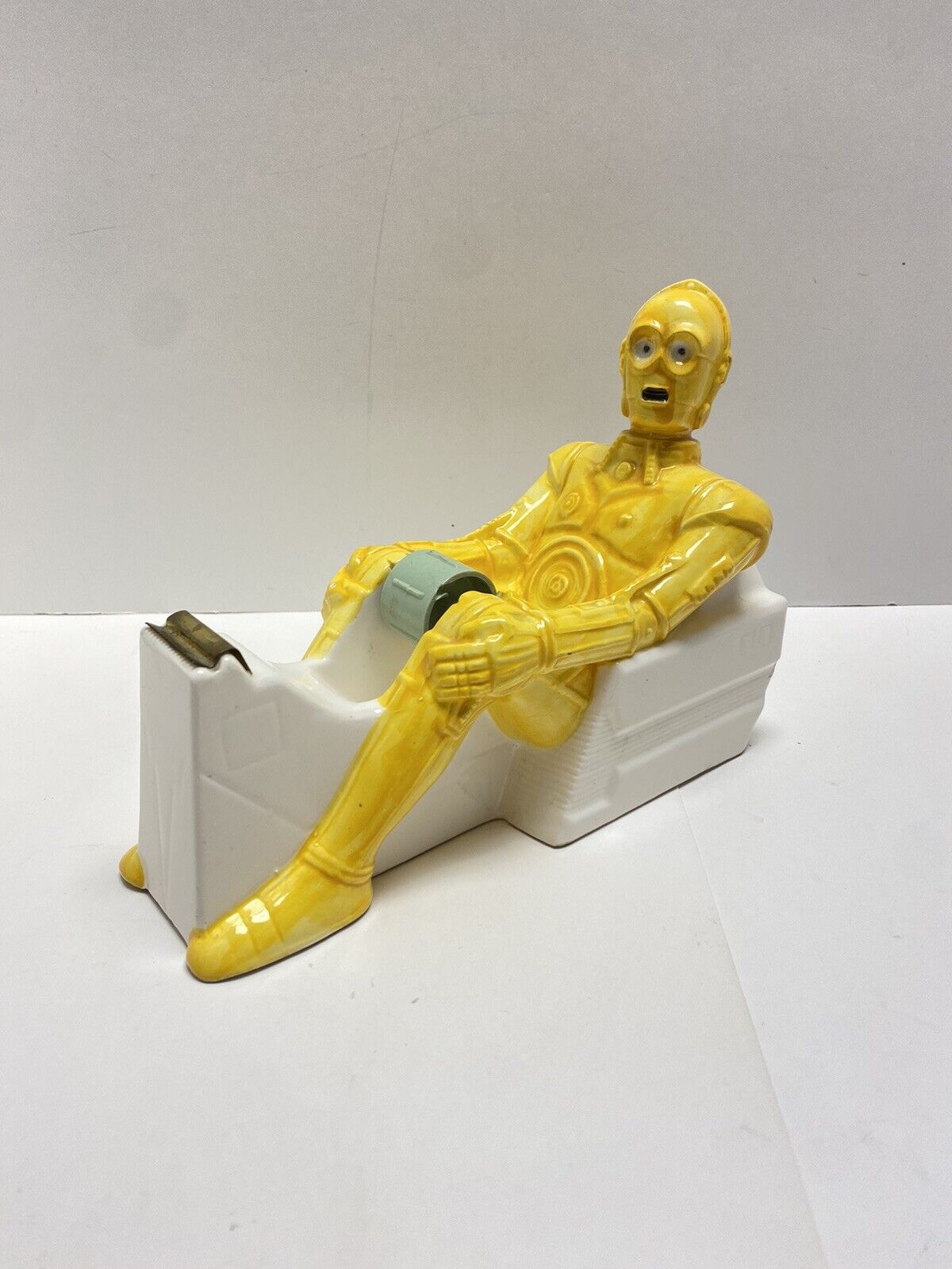 Vintage 1980s C-3PO Tape Dispenser Sigma Ceramic Glazed Star Wars Rare