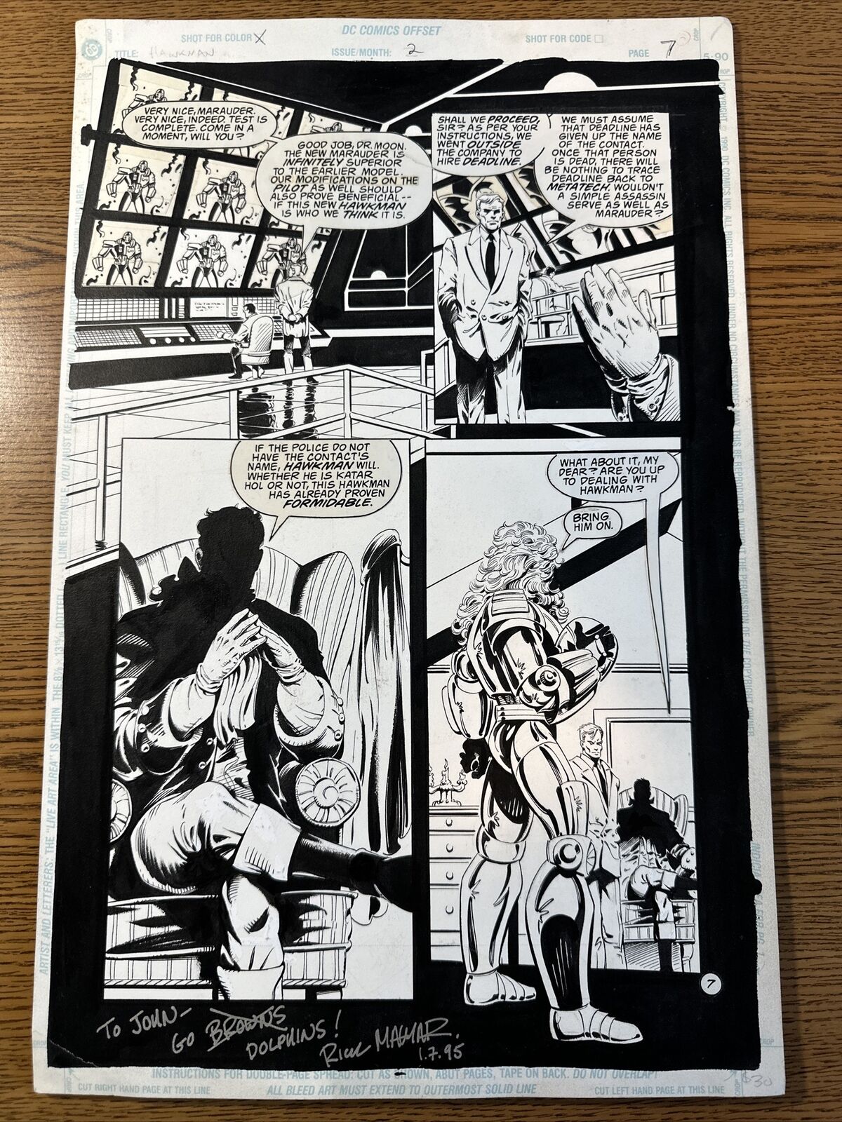 Hawkman #2 Volume 3 Original Art Page #7 DC Comics 1993 Jan Duursema Rick Magyar