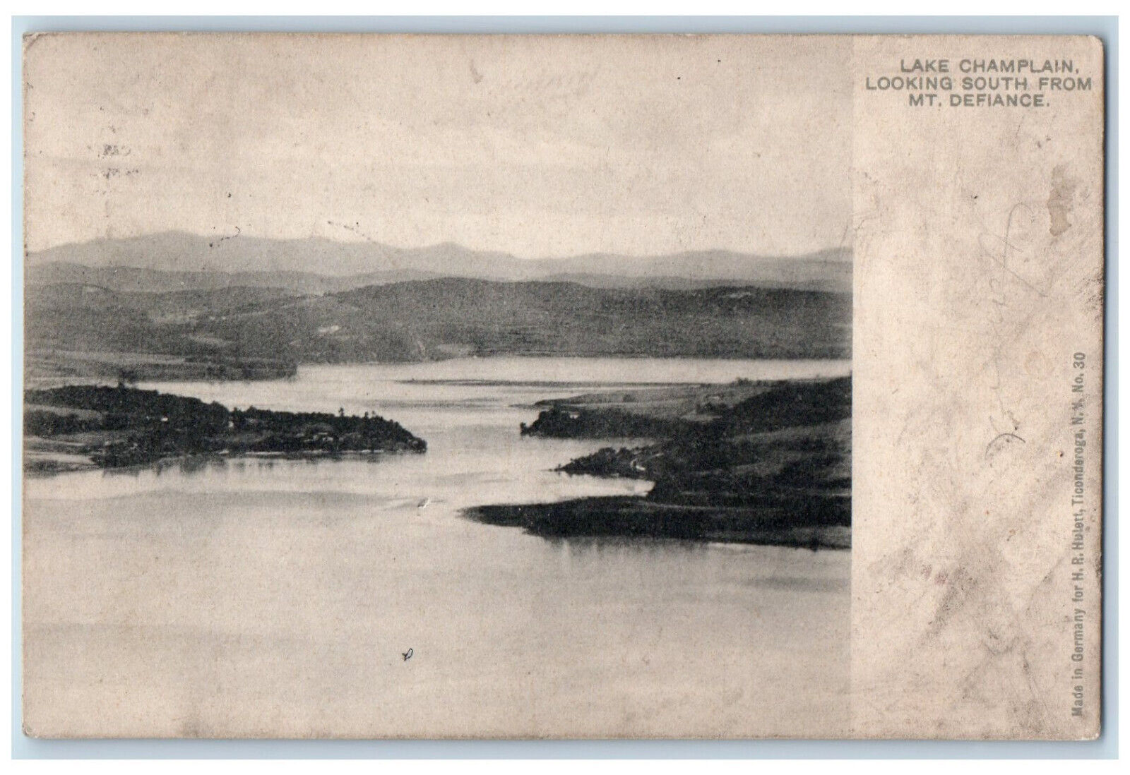 1906 Lake Champlain Looking South From Mt. Defiance New York NY Antique Postcard