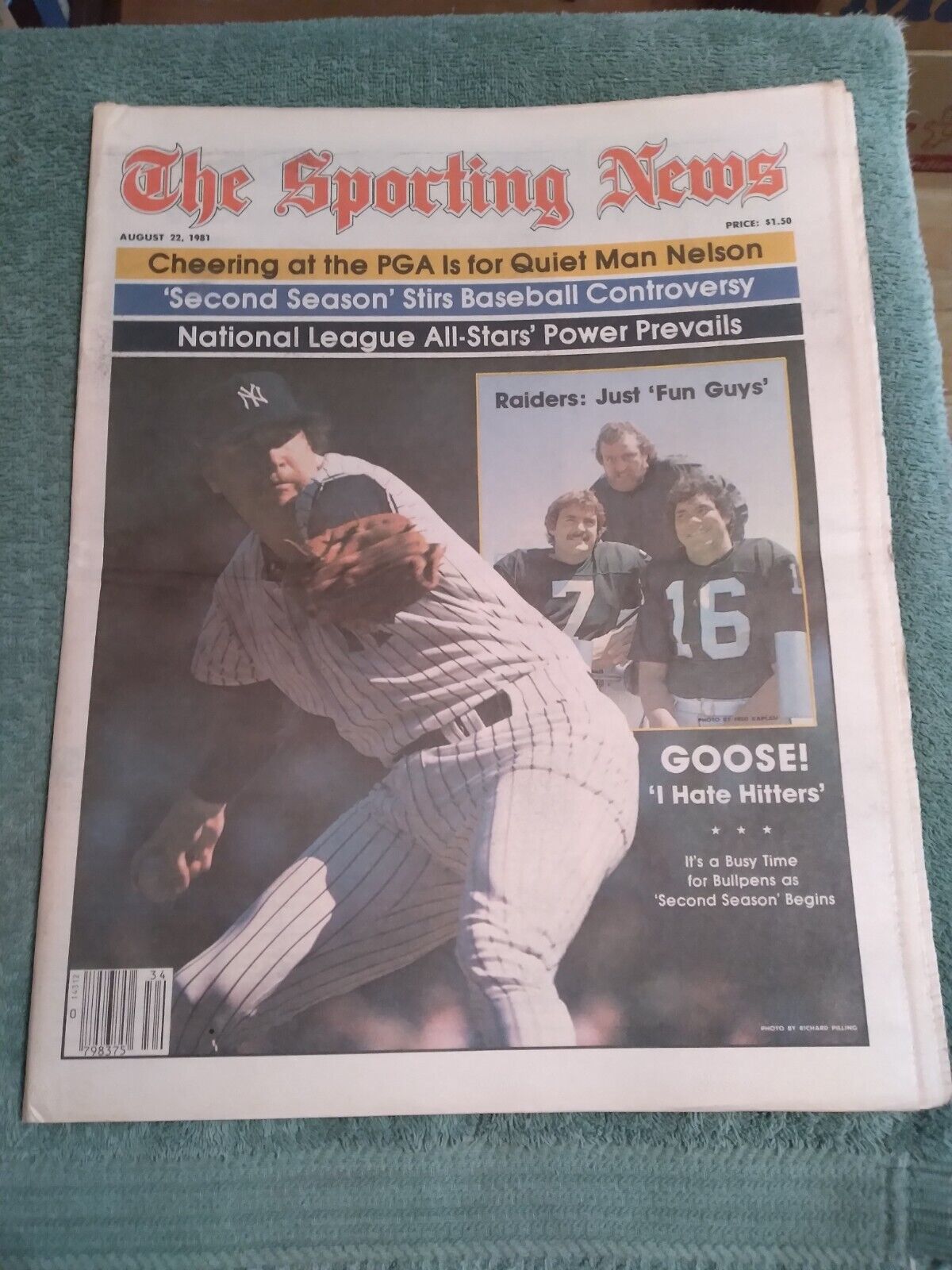 The Sporting News Aug 22, 1981 Yankees Goose Gossage/Raiders Jim Plunkett