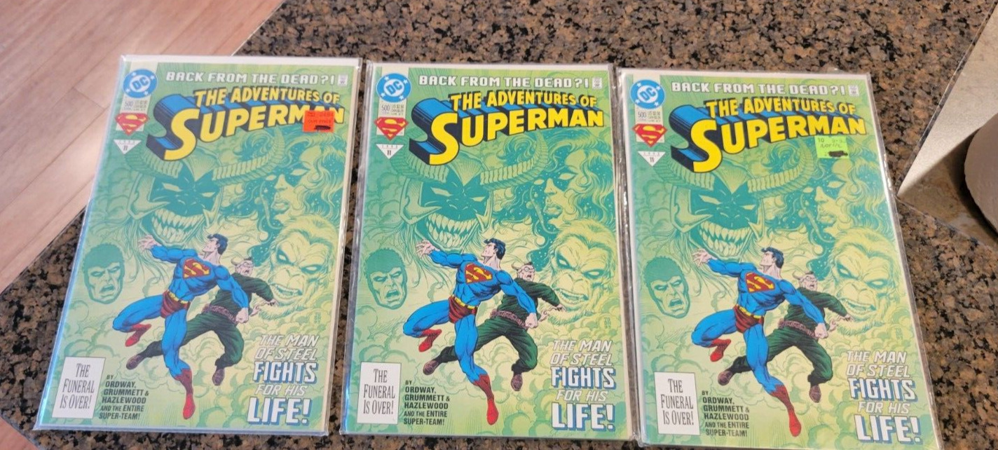 Adventures of Superman Back From Dead 500 June 1993  DC Comic Book Lot of 3 Mint