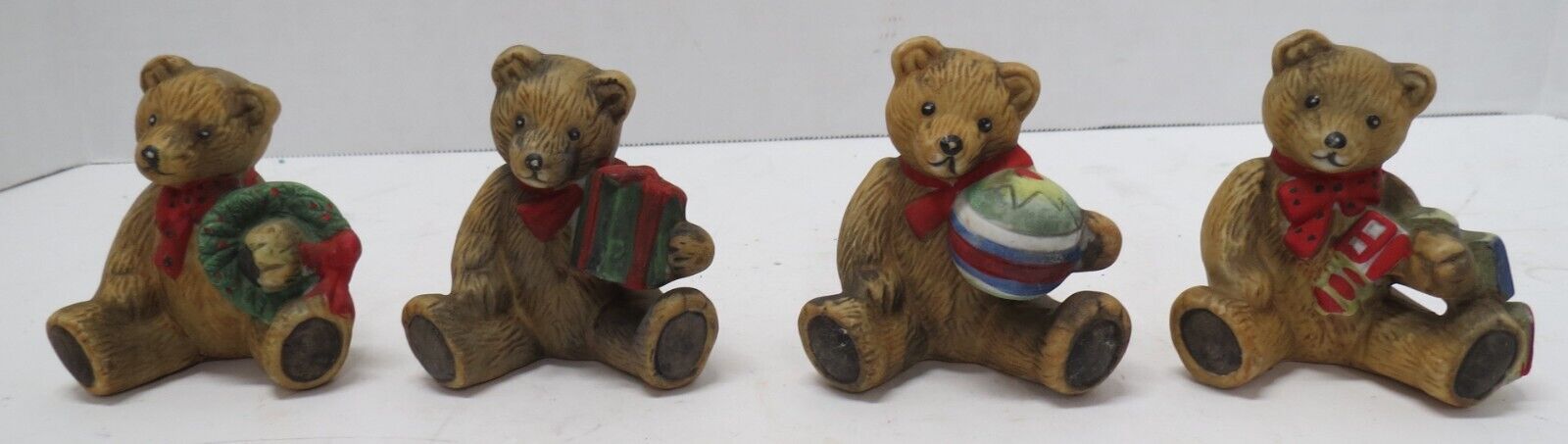 Vintage Flambro Set of 4 Christmas Porcelain Bears