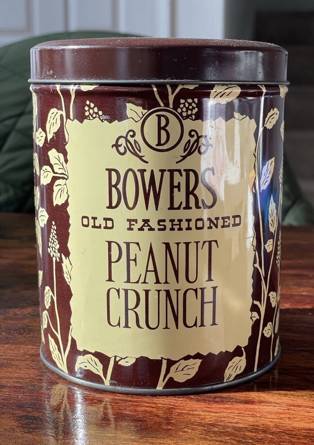 Vintage Bowers Old Fashioned Peanut Crunch 1LB Tin - Empty Can