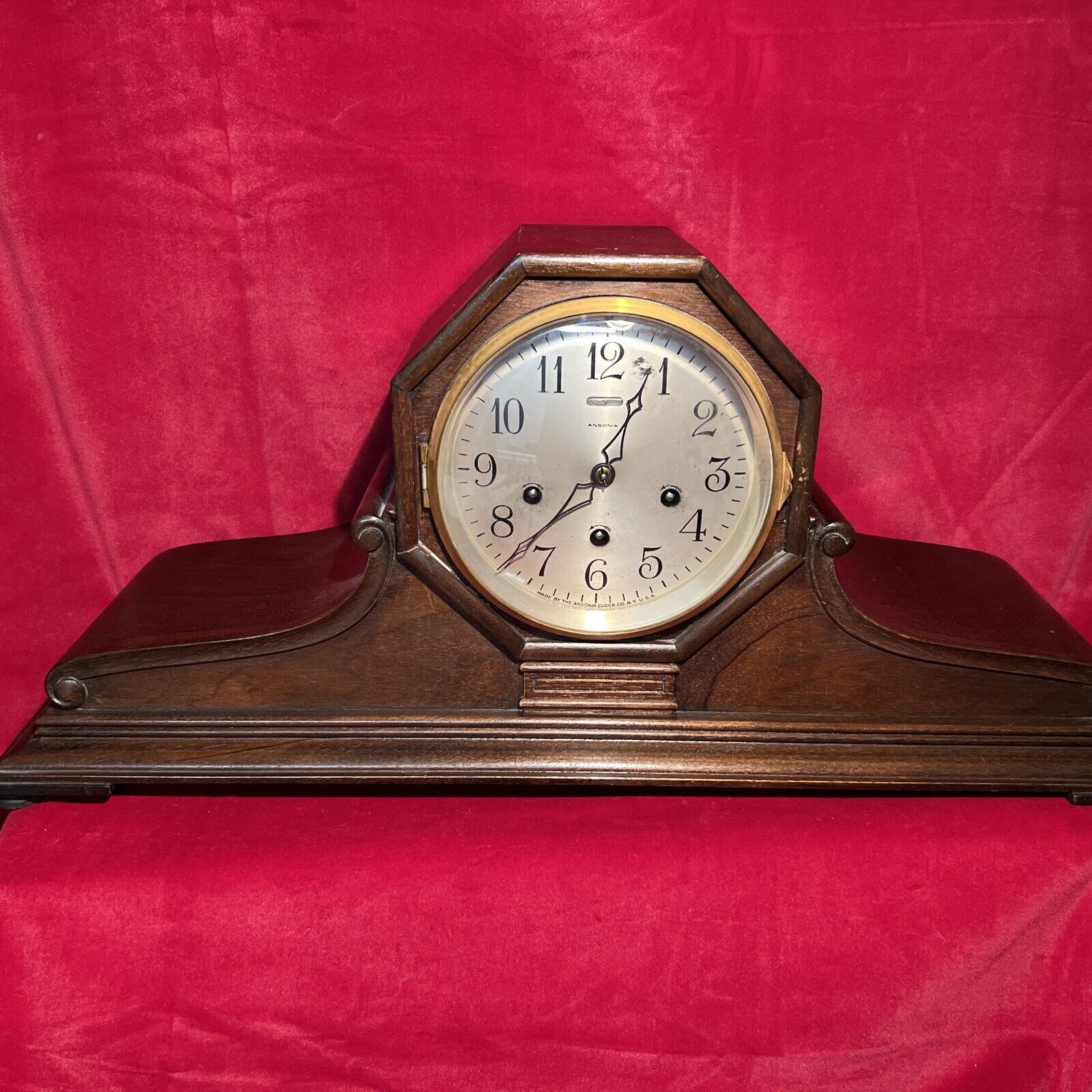 Rare Octogonal Large Ansonia Mantle Clock- Works Great Key Included (B)