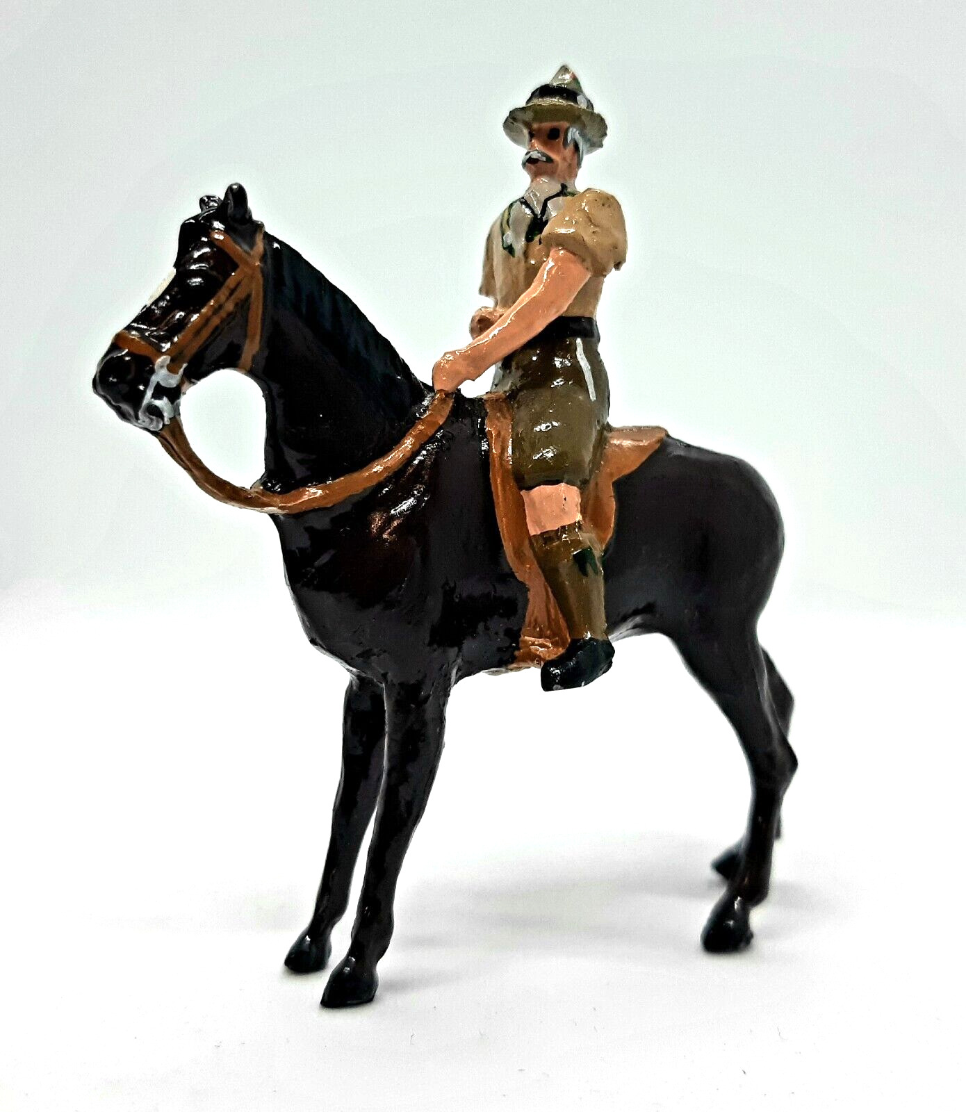 Lord Baden Powell on Horseback Lead Figurine in Boy Scout Uniform