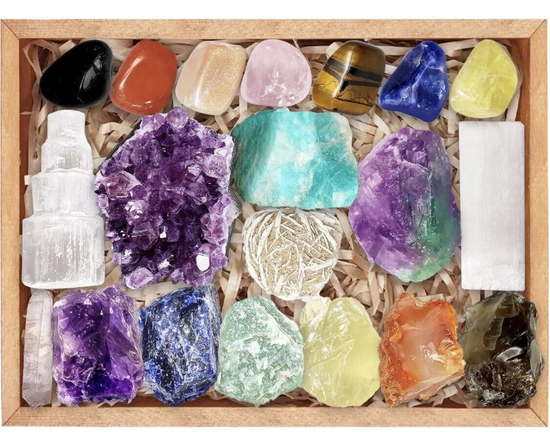 Aovila Healing Crystals Set 20pcs Healing Chakra Stones Gift Set, New