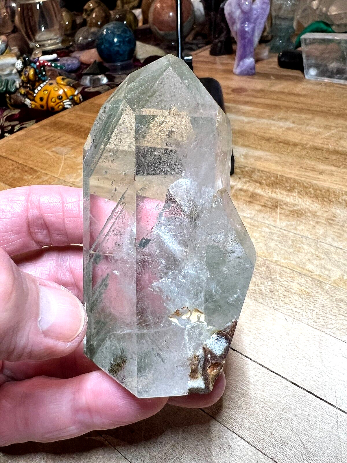 Rare Clear Quartz Crystal Phantom Garden Lodolite Large Laser Point Specimen 556