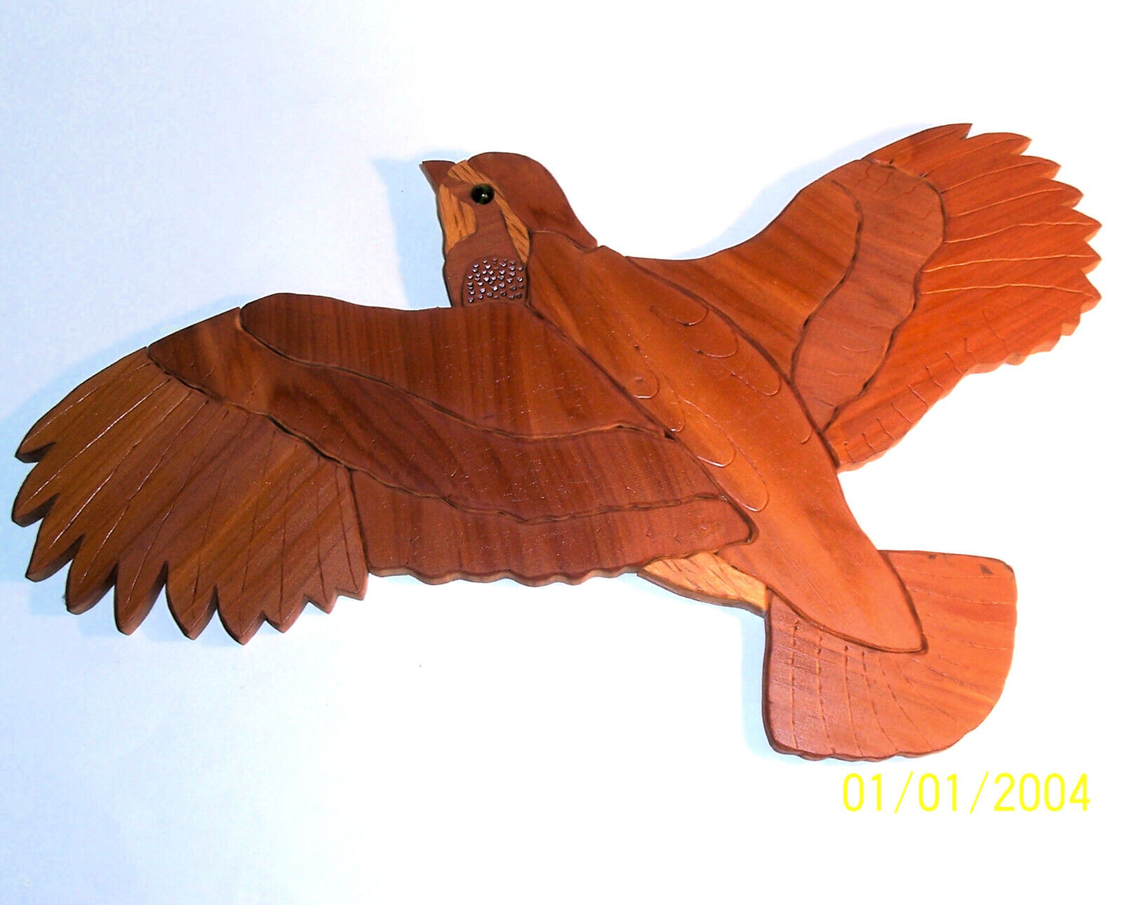 Old BIRD FLYING Hand Carved Wood Plaque Art Sculpture Statue Figurine Vintage VG