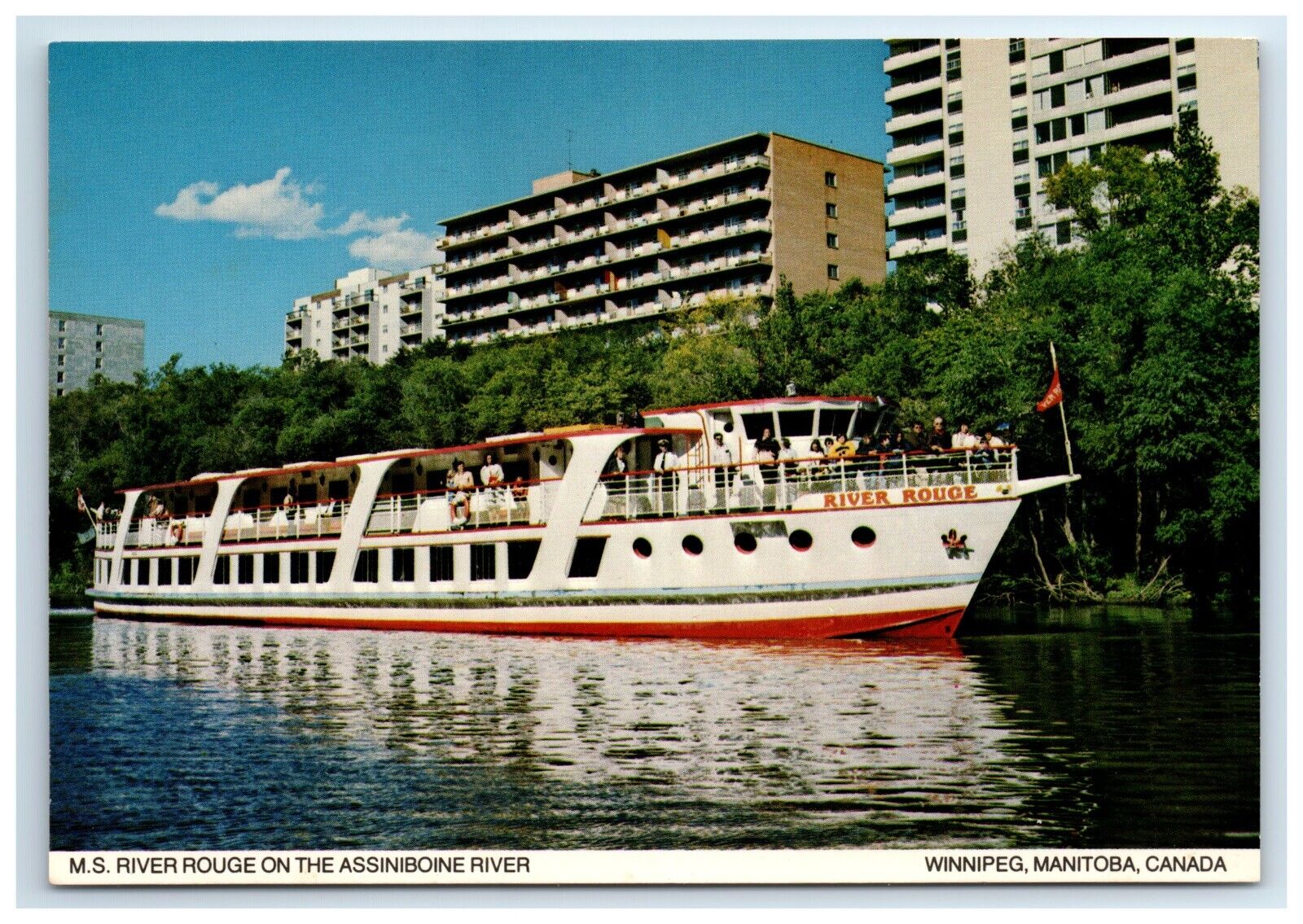 Postcard MS River Rouge on Assiniboine River Cruise Ship Winnipeg Manitoba Canad