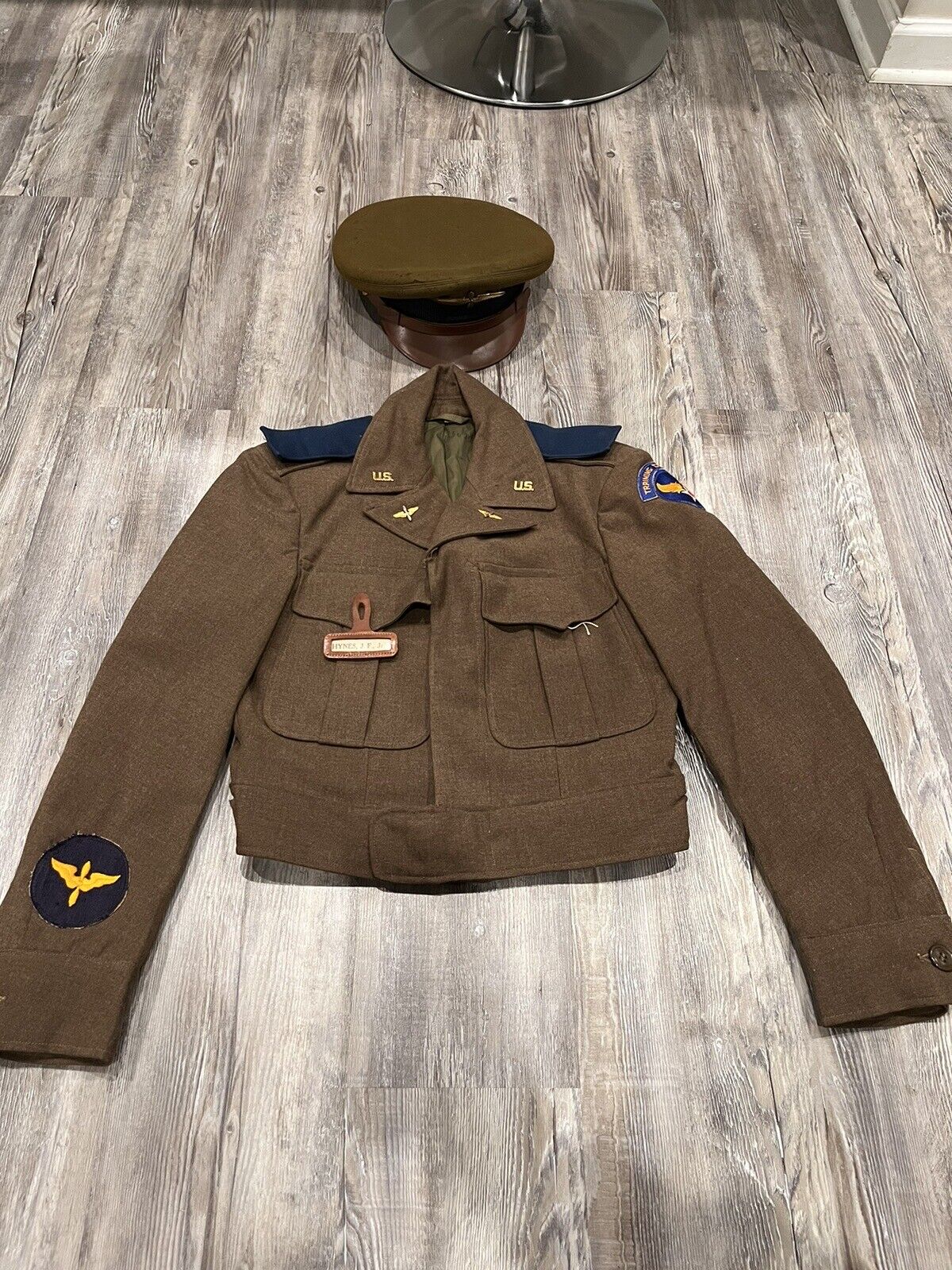 RARE NAMED WWII POST WW2 Air Force Officer Air Cadet  AAF Jacket Coat And Visor