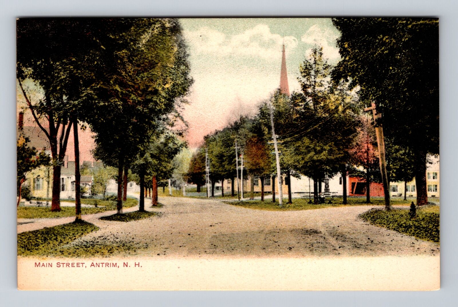 Antrim NH-New Hampshire, Main Street, Advertising, Vintage Postcard