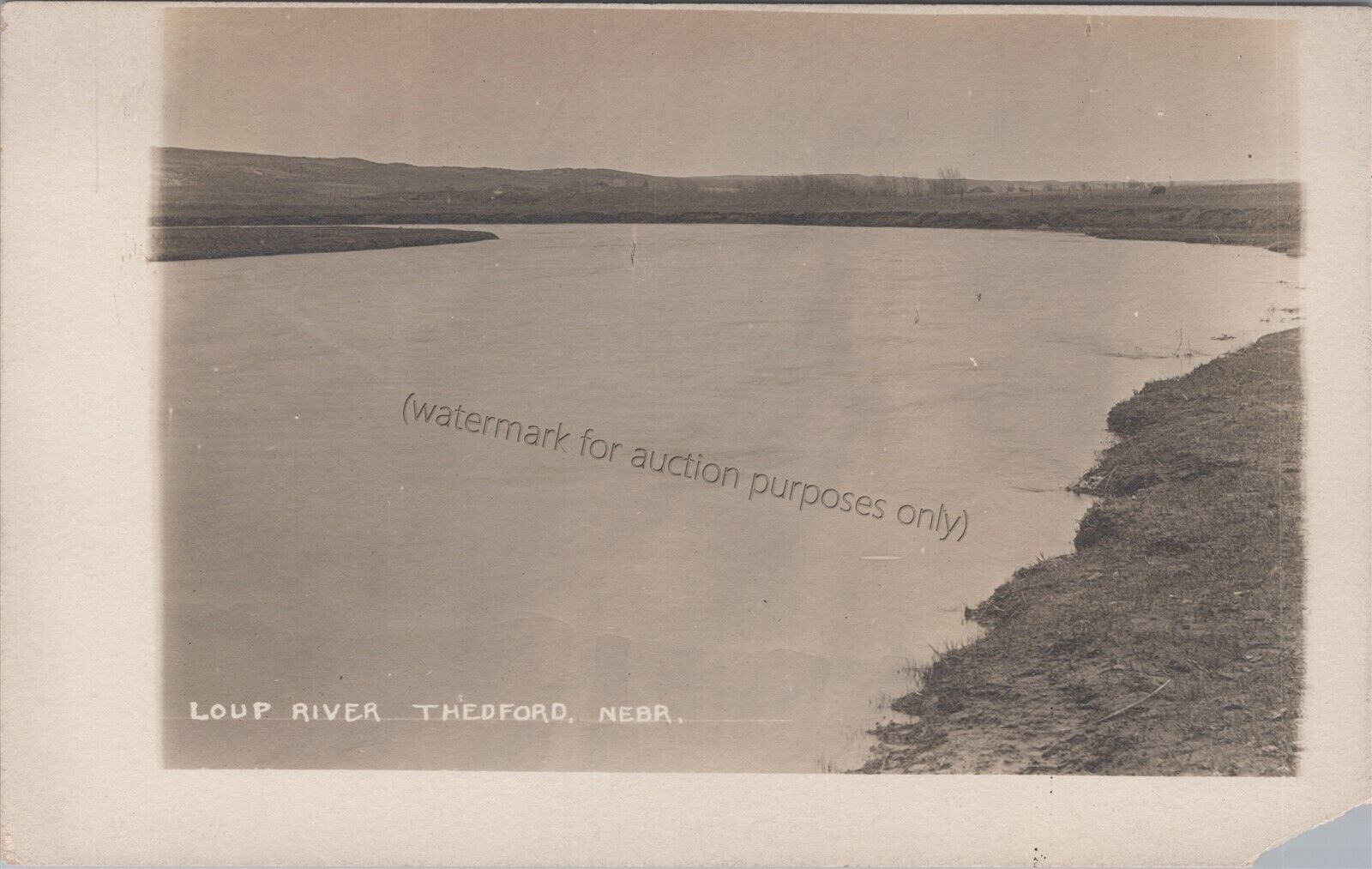 Thedford, NE: RPPC Loup River, vintage Nebraska Real Photo Postcard