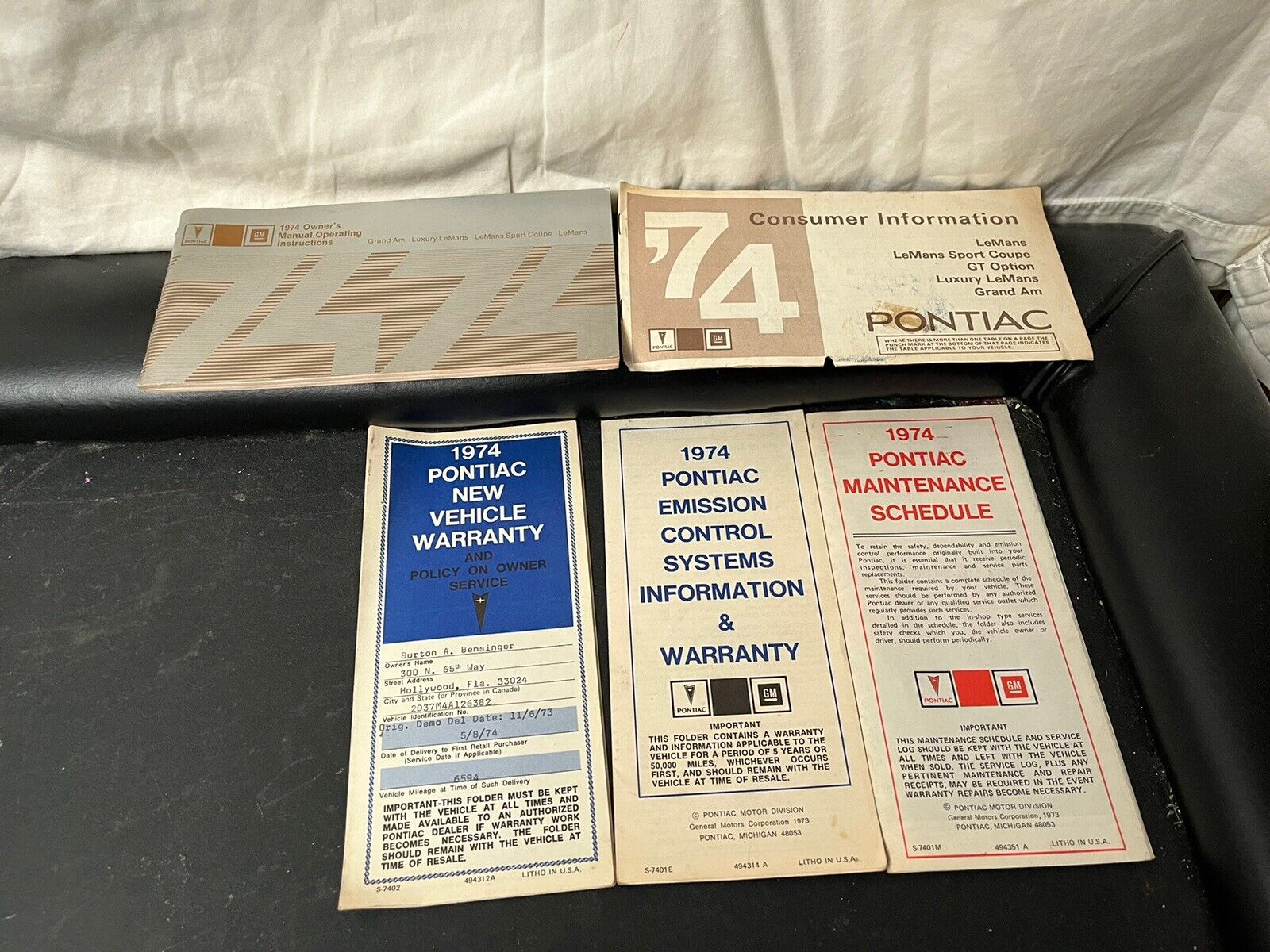 1974 GM PONTIAC Owner's Manual General Information Booklet guidebook handbook
