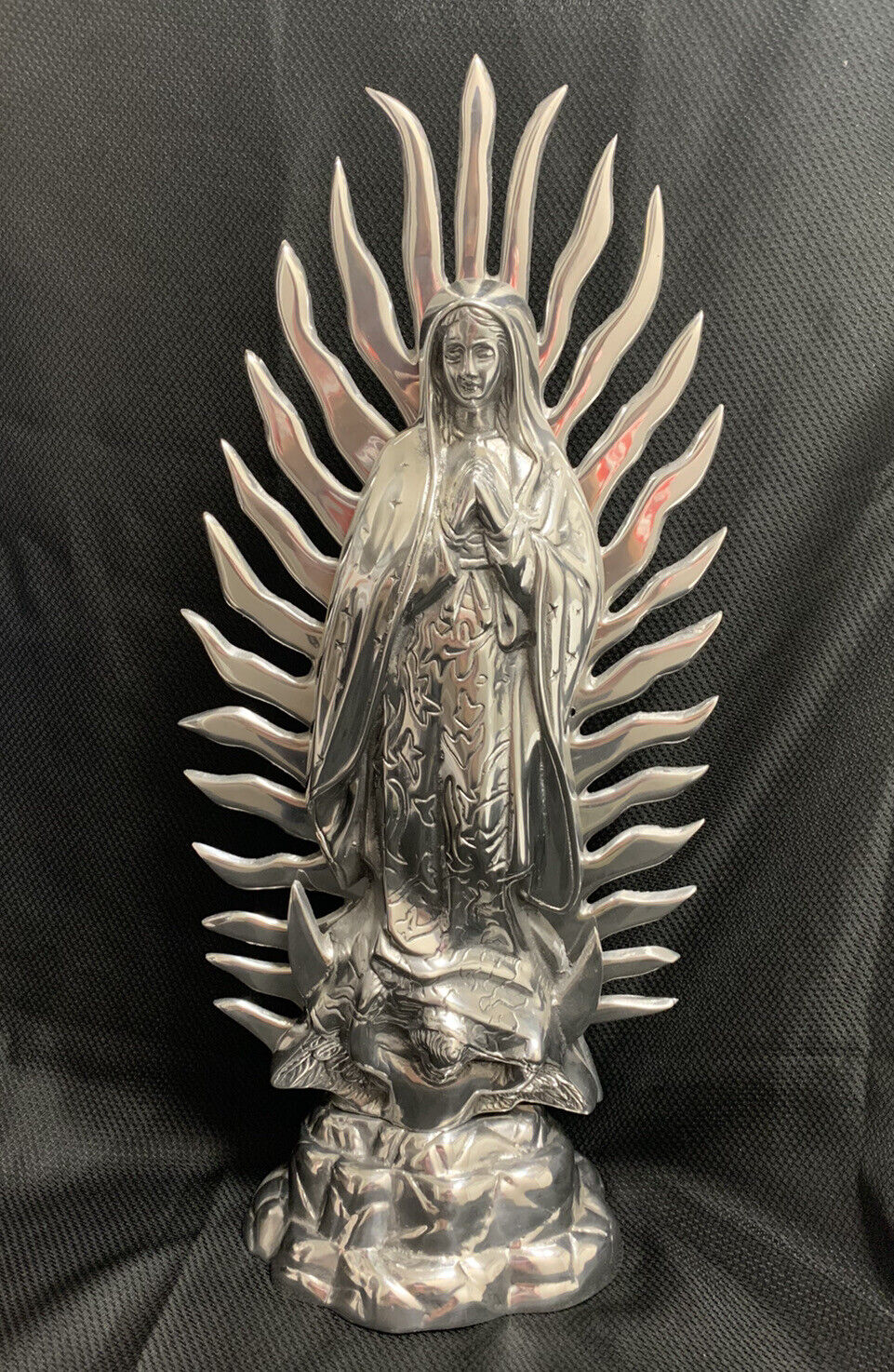 ⭐ vintage religious statue Heavy Silver Platted Virgen Mary