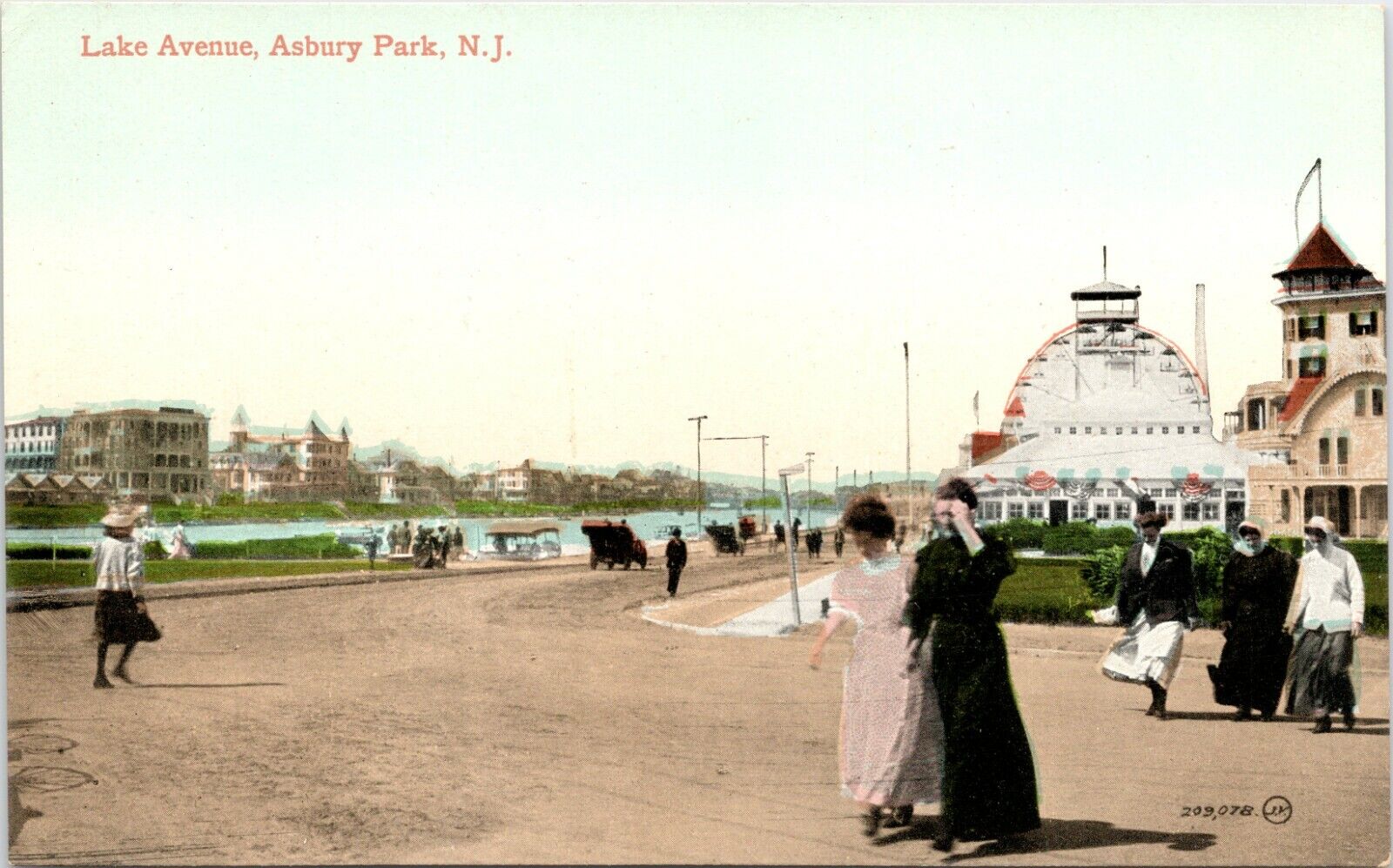 C.1910s Asbury Park NJ Lake Avenue Street View Unused New Jersey Postcard 631