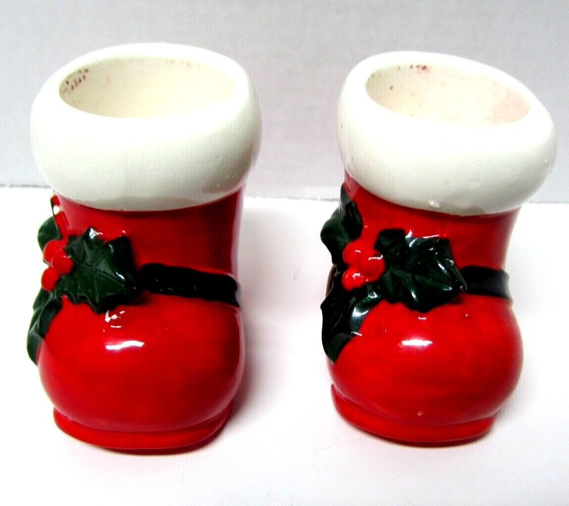 Vintage Santa Claus Boot Candle Holders Japan Lot of 2
