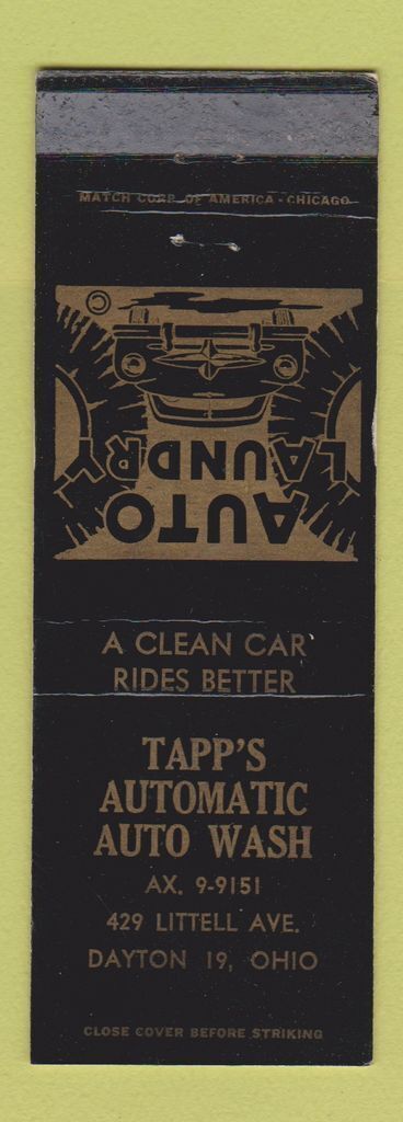 Matchbook Cover - Tapp\'s Automatic Car Wash Dayton OH