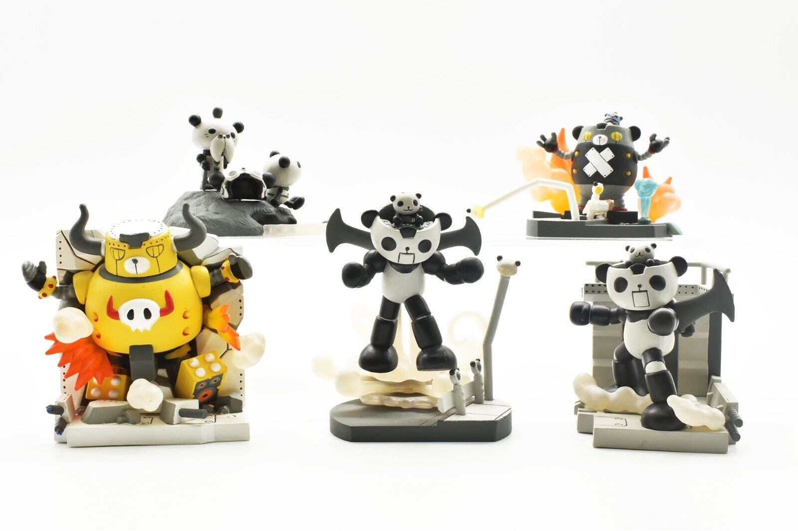 Panda Z Robonimal Mini Figures 5 pieces in Color and Monochrome US Seller