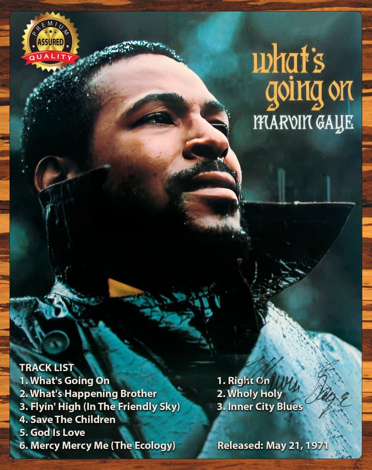 Marvin Gaye - What\'s Going On - Autograph - Reprint - Rare - Metal Sign 11 x 14
