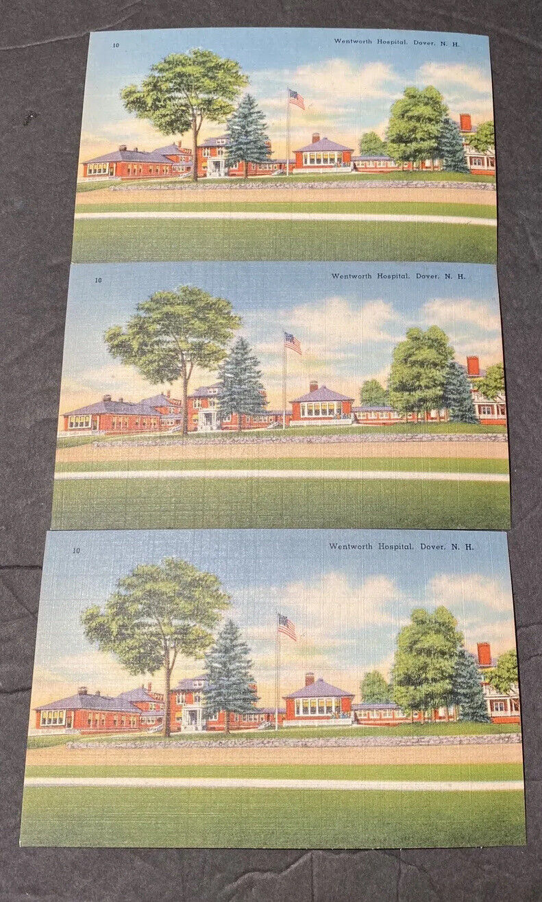 3 Postcards1930s View Wentworth Hospital Dover New Hampshire NH Vintage Postcard