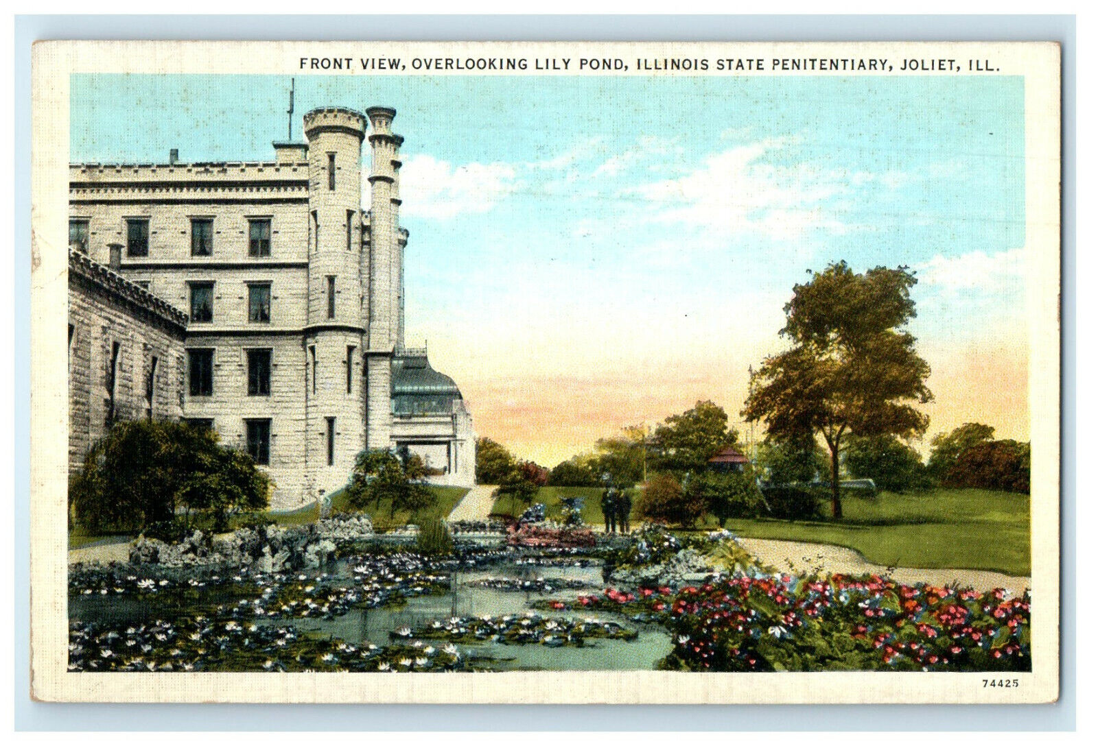 c1930s Front View Overlooking Lily Pond Illinois State Penitentiary, IL Postcard