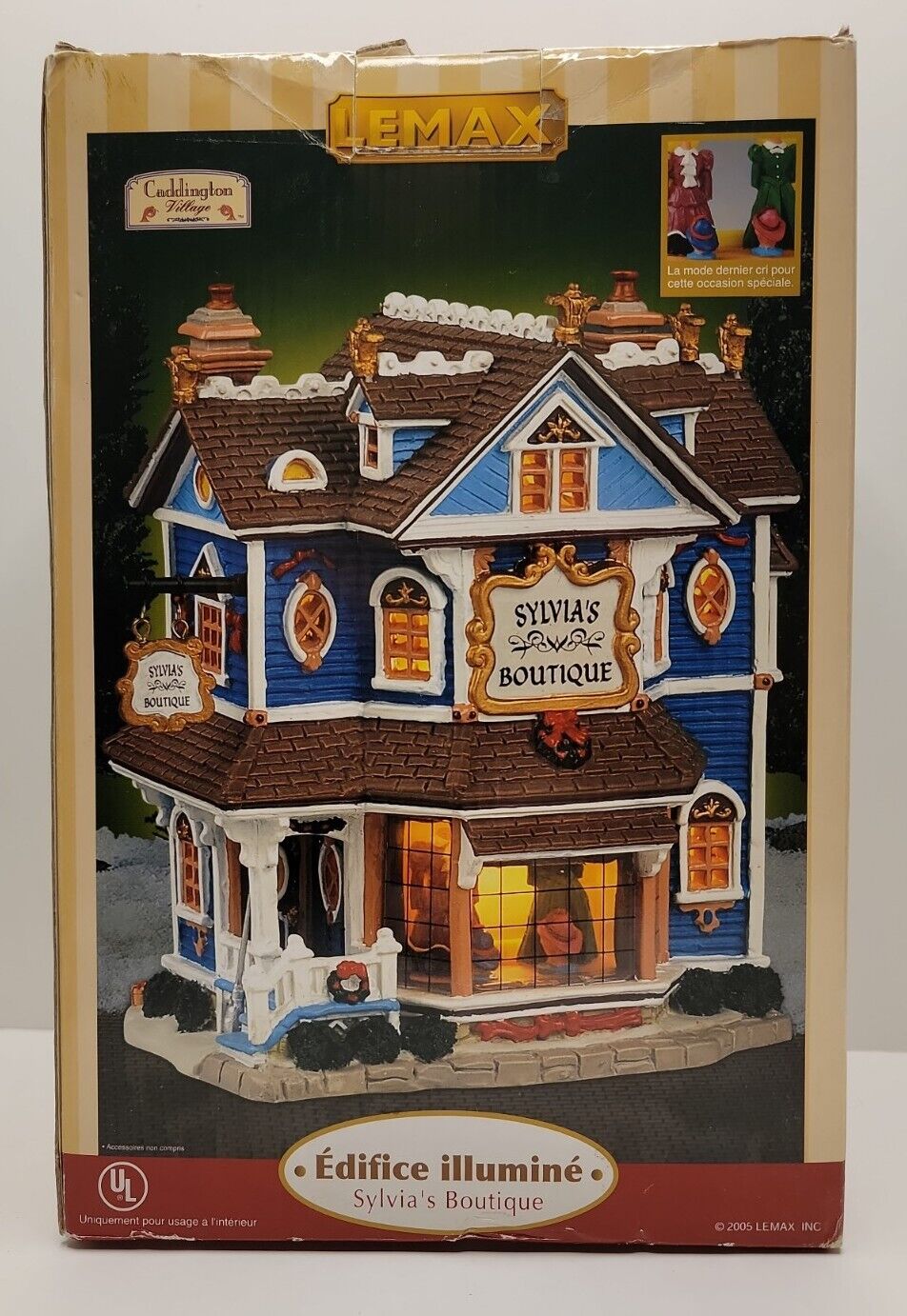 Vintage Lemax Sylvia's Boutique Lighted Building Christmas Village House.