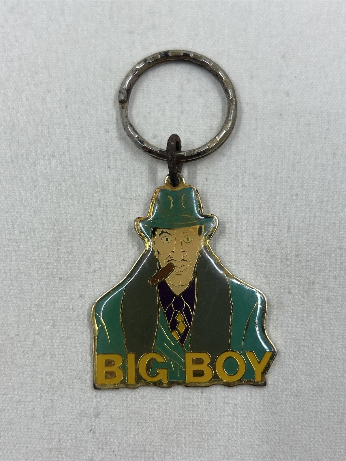 NOS Vintage 1990 Disney Big Boy Caprice Metal Enamel Keychain Dick Tracy
