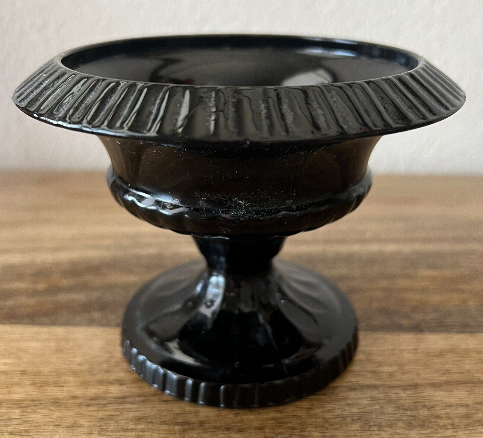 Two’s Company Black Amethyst Glass Pedestal Vase 