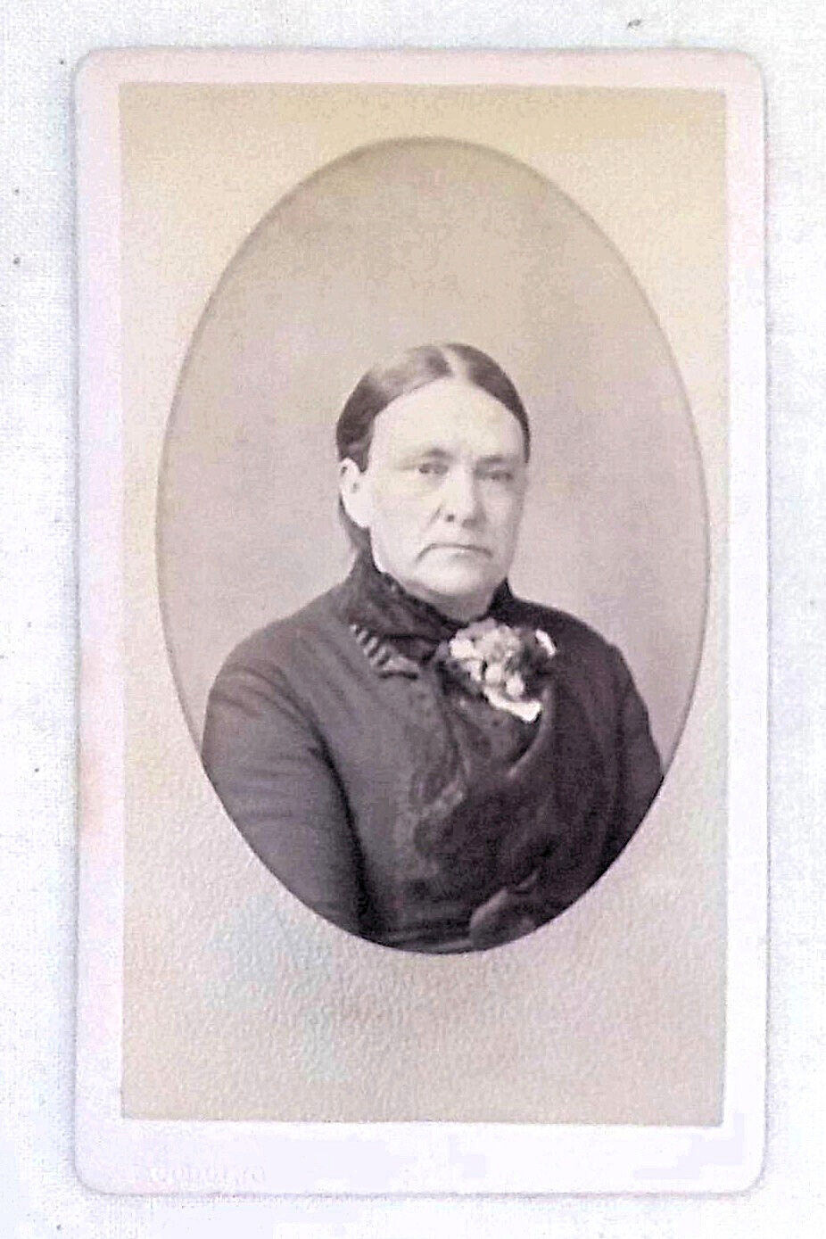 1880s 1890s Older Lady with Corsage CDV E Codding Cabinet Card