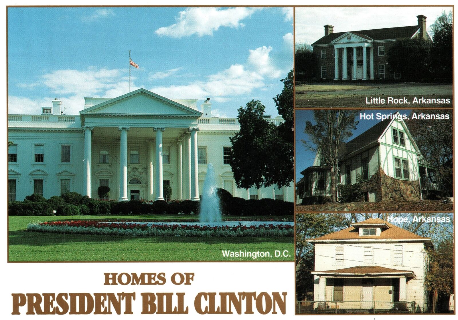 CONTINENTAL SIZE POSTCARD HOMES OF PRESIDENT BILL CLINTON