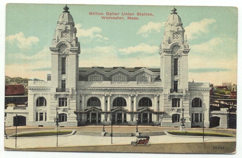 Worcester MA Million Dollar Union Train Station Postcard Massachusetts