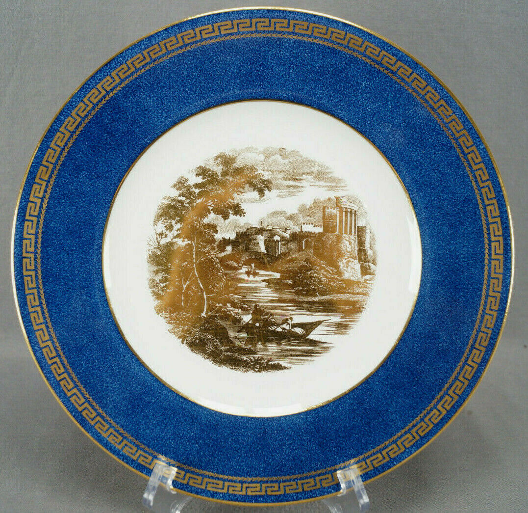 Wedgwood Neoclassical Gold Ruins Powder Blue & Greek Key 10 3/4 Dinner Plate C