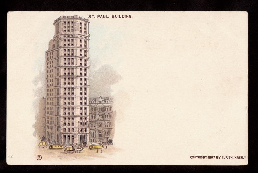 1897  vignette St.Paul Building New York City architecture postcard