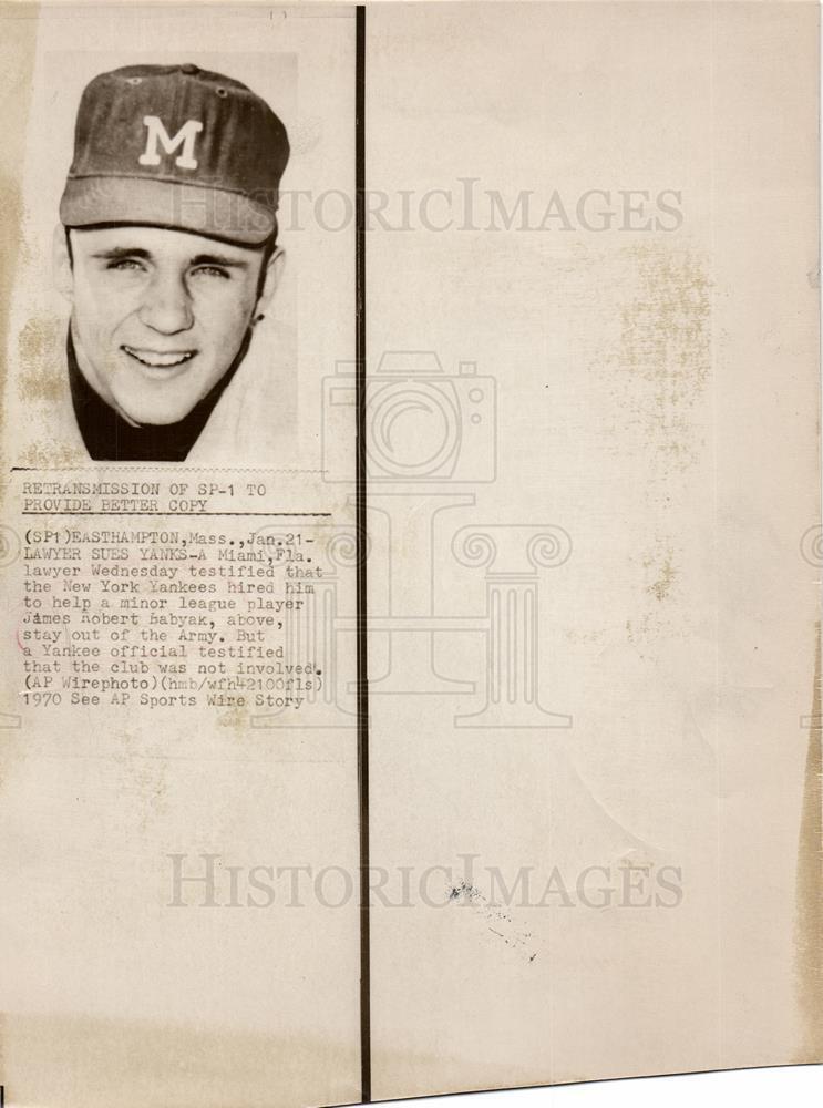 1970 Press Photo James Babyak baseball player - dfpb60819