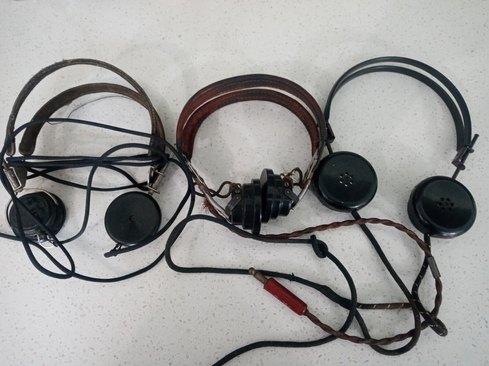 Vintage military headsets, set of 3.