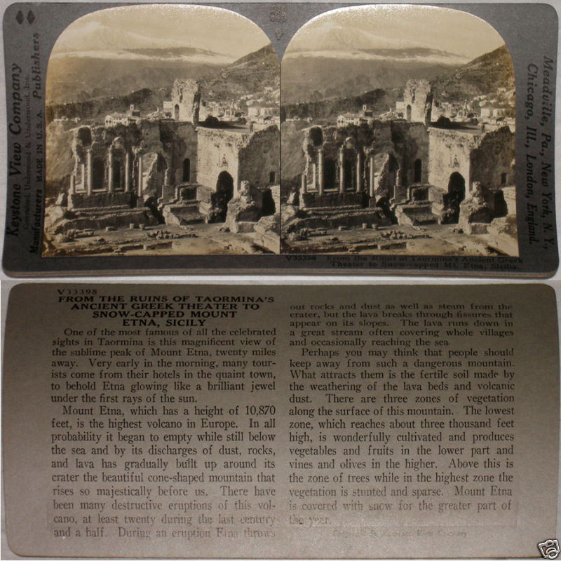 Keystone Stereoview Ancient Greek Theater, Sicily From 600/1200 Card Set #538 T1
