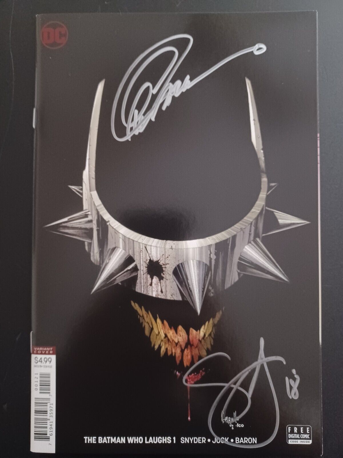 Batman Who Laughs #1 Signed By Greg Capullo And Scott Snyder W/COA