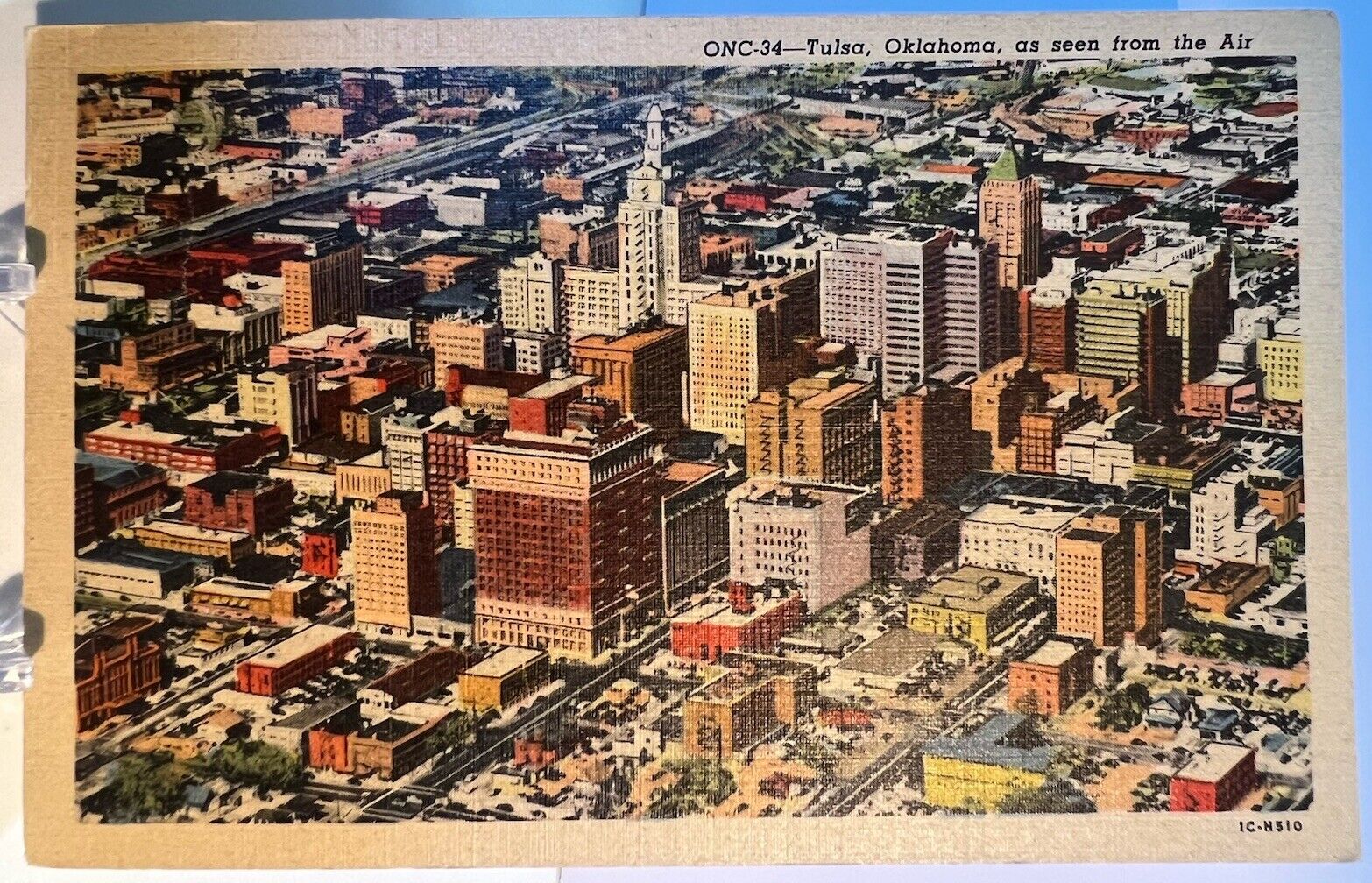 TULSA, OKLAHOMA as Seen from the Air - Vintage Postcard