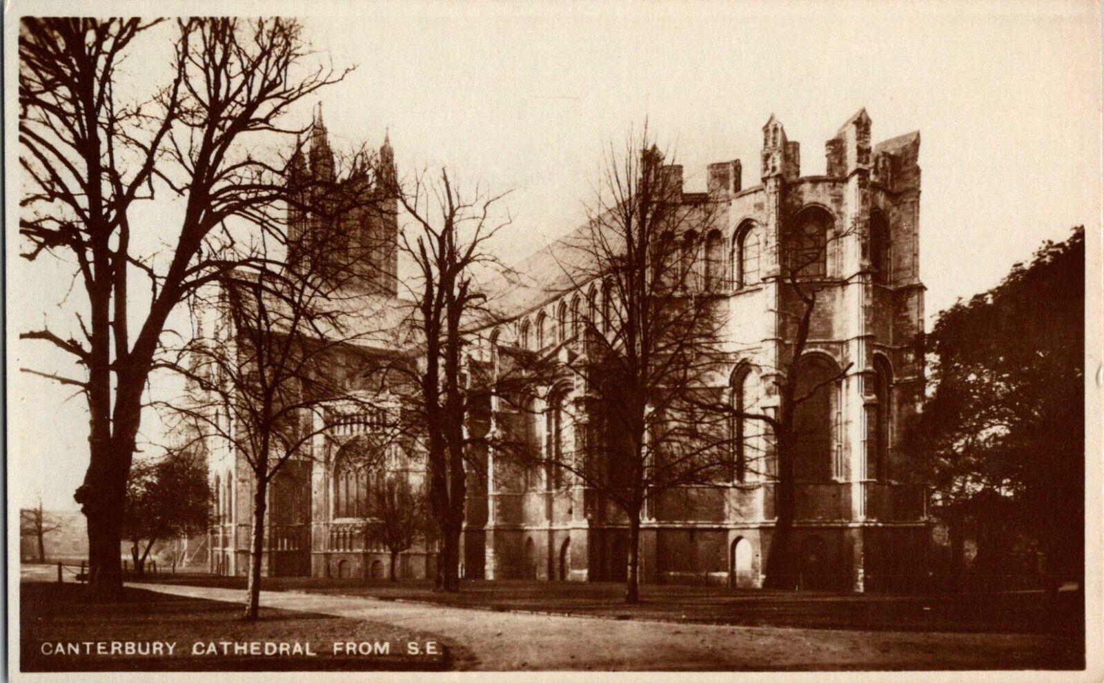 Vintage Postcard Kent England Canterbury Cathedral Fron S.E. Real Bromide RPPC