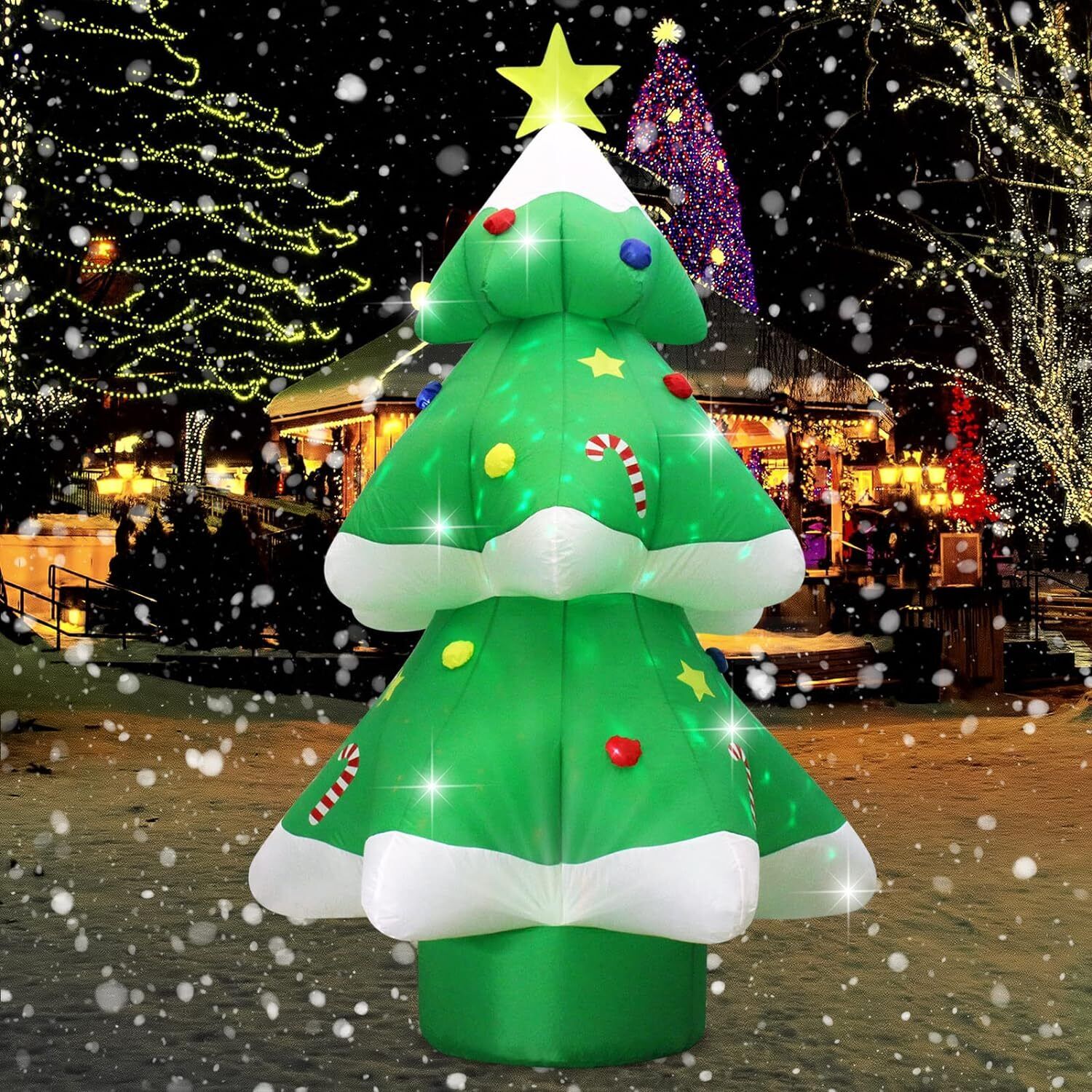 Fanshunlite 9FT Lighted Inflatable Christmas Tree with Led Multi Color Rotating