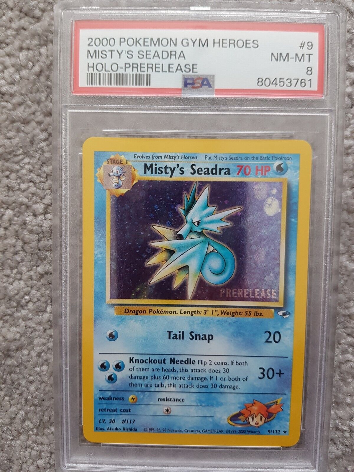 Pokemon Card - Mistys Seadra Holo Rare - PSA 8