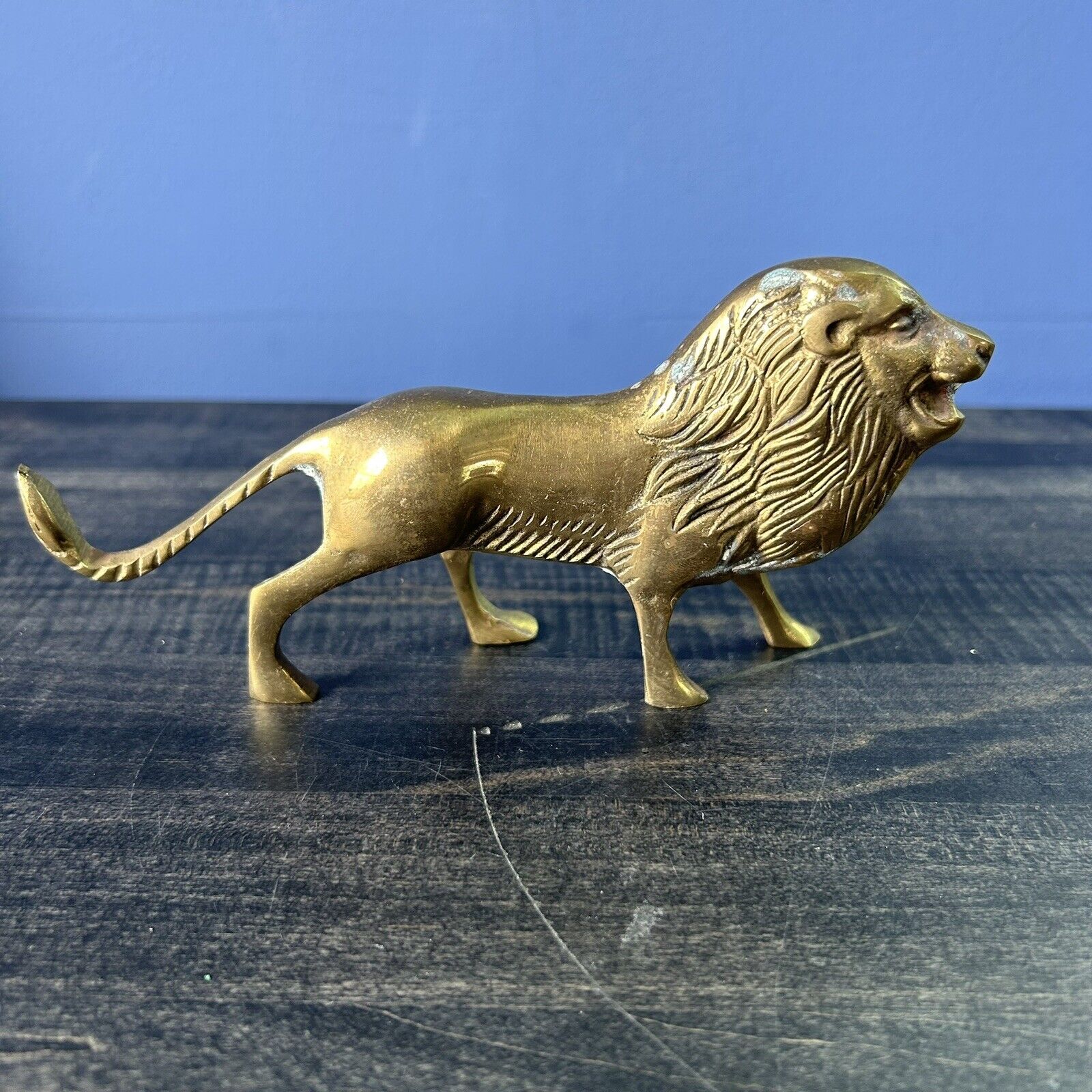 Vintage Brass Roaring Lion Figurine Mid Century Modern MCM 7\