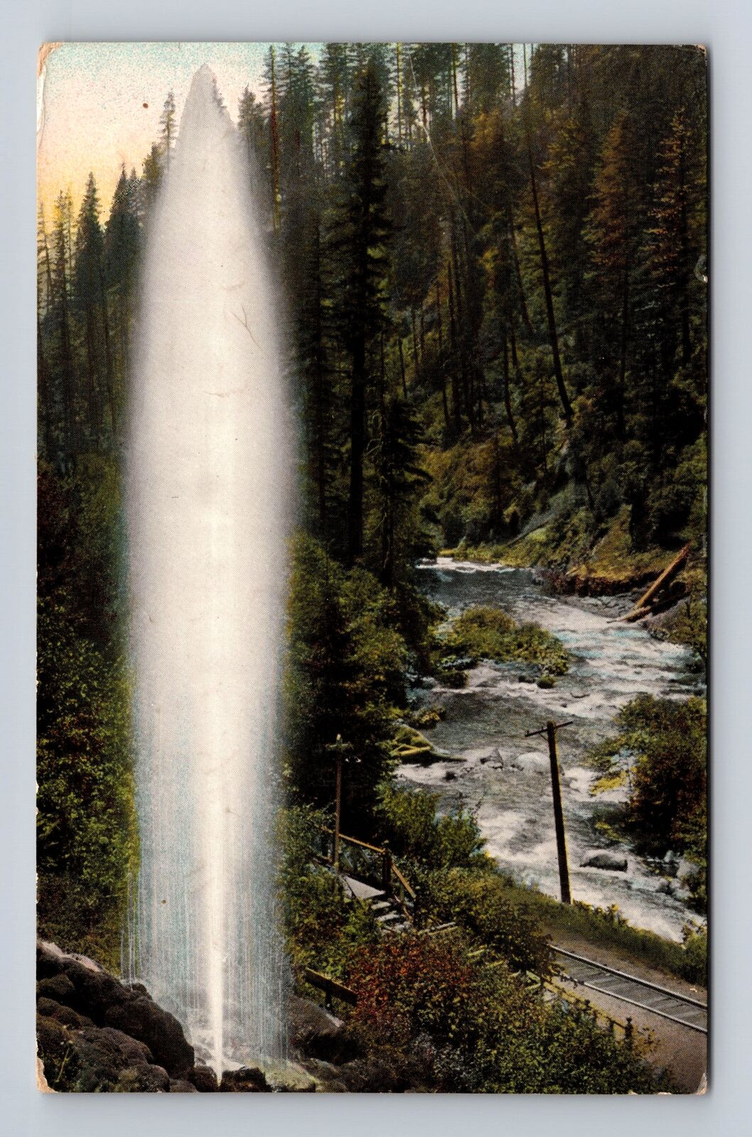 Shasta Springs CA-California, Fountain at Shasta Springs, Vintage Postcard