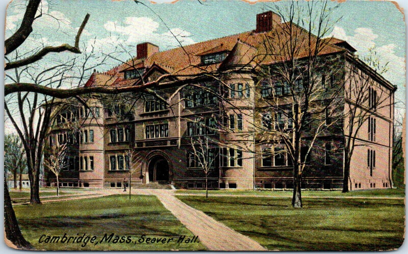 1909 Antique Postcard Cambridge MA Massachusetts Seaver Hall